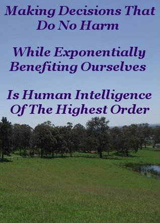 Making decisions that do no harm while exponentially benefiting ourselves is Human Intelligence of the highest order Making decisions that do no harm while exponentially benefiting ourselves is Human Intelligence of the highest order